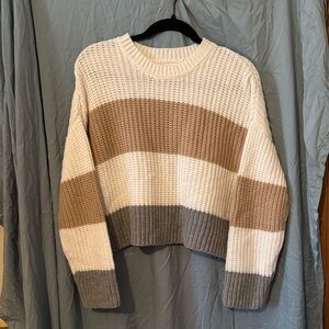 moon & madison Colorblock Knit Sweater in Cream, Brown, and Gray